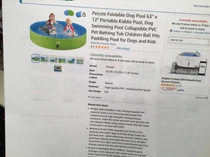 Pecute Dog Pool Foldable 63" x 12" Portable Kiddie Pool Hard PVC Lime Green/Blue - Picture 1 of 4