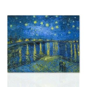 Modern Starry Night Print Van Gogh Tribute Picture on Canvas Painted Effect - Picture 1 of 6