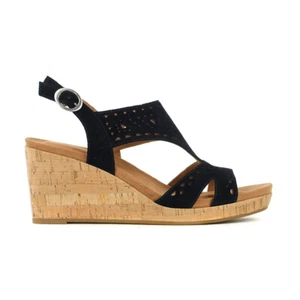 Rockport Women's Belis Black Suede Wedge Sandals - Picture 1 of 4