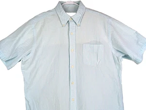 American Living Mens Short Sleeve Button Collar Shirt Blue White Stripe Large - Picture 1 of 8