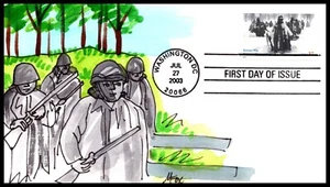Scott 3803 37 Cents Korean War Melissa Fox Hand Painted FDC 7 Of 8 - Picture 1 of 2