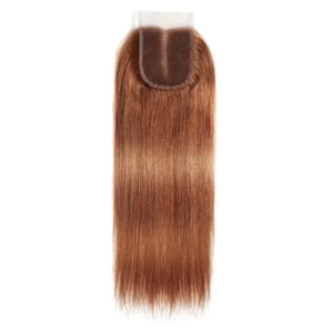 Brazilian 100% Human Virgin Hair 30# Color 4*4 Lace Closure Silky Straight - Picture 1 of 2