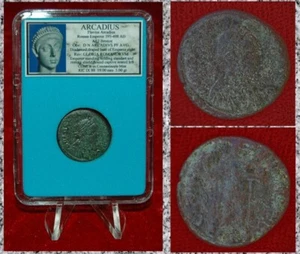 Ancient Roman Empire Coin ARCADIUS Emperor with Shield and Captive - Imagen 1 de 4