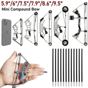 6" Mini Compound Bow and Arrow Set Pocket Bow Metal Target Shooting Hunting Game - Picture 1 of 27