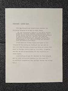 VNTG LEAFLET PEACE MOVEMENT 1970 Wells College Antiwar Richard Nixon Vietnam War - Picture 1 of 4