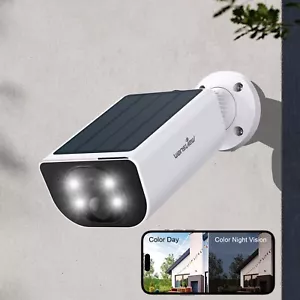 2K Wireless Solar Battery Powered Wifi Home Security Camera Outdoor Color Night - Picture 1 of 10
