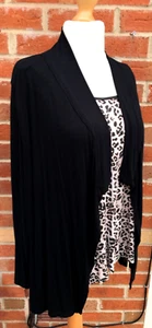 M&S Size 24 Black Beige Top Animal Print Evening Holiday Stretchy Excellent L8 - Picture 1 of 7