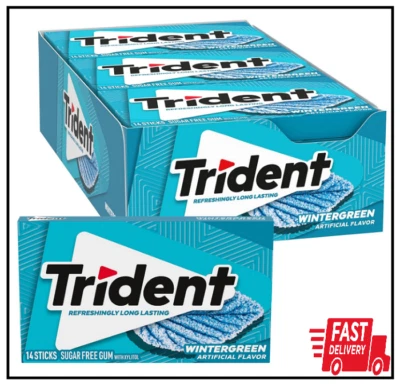 Trident Wintergreen goma sin azúcar, 12 paquetes de 14 piezas (168 piezas en total) Foto 1 de 3