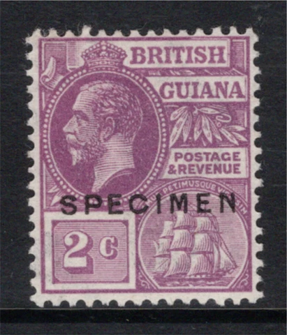 British Guiana 1921/27 KGV 2c Bright Violet SPECIMEN SG 274s Cat £22 MNH Cover