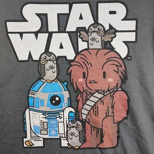 Star Wars Grey T-Shirt R2D2 Porgs Chewie 3XL - Picture 1 of 4