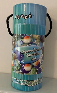 BUZZY MARVELOUS MARBLE SET 160 MARBLES GAMES PLAY MARBLE RUN CRAFTS FINELIFE NIP - Picture 1 of 7