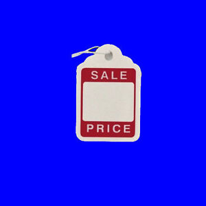 100 x 46mm x 30mm Sale Strung String Tags Swing Price Tickets Tie On Labels