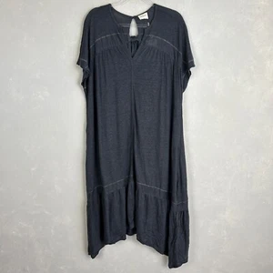 Wrap London size 10 short sleeve midi dress 100% linen gray bow back flowy NEW - Picture 1 of 16