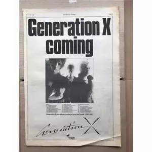 GENERATION X 1978 TOUR POSTER SIZED original PUNK music press advert from 1978 - - Picture 1 of 1