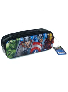 Avengers Pencil Case Tote Dual Compartment Black Marvel Comics Heroes New - Picture 1 of 4
