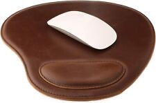 Londo Leather Oval Mouse pad with Wrist Rest - Dark Brown