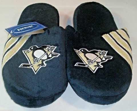 NHL Pittsburgh Penguins Stripe Logo Dot Sole Slippers Size L by FOCO Cover
