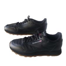 Sz 9 - Reebok Classic Leather Men's Shoes Black/Gum Bottom 49798