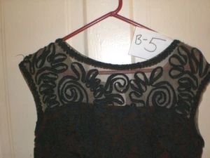 Vintage 1950-1960’s Black Wiggle Cocktail Dress Medium Steampunk style b5 - Picture 1 of 8
