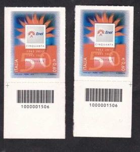 ITALIA 2012 - COPPIA FRANCOBOLLI CON CODICE A BARRE - ENEL - Foto 1 di 1
