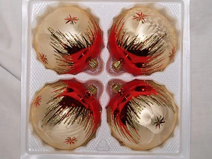 Christbaumschmuck "Tradition" Lauscha 10cm Kugel mundgeblasen handbemalt 4Stck. - Bild 1 von 2