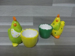 Eierbecher 2er Set Keramik Huhn Eierhalter Eier Frühstücksei Hühnerei Becher  - Bild 1 von 2