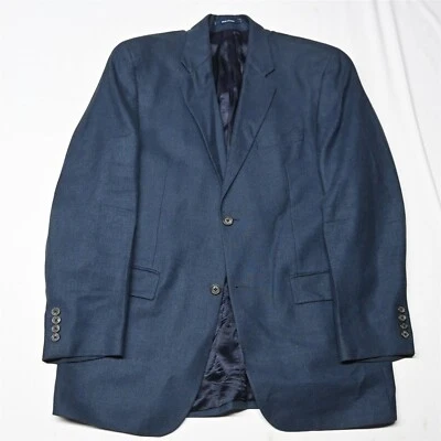De Colección Ralph Lauren 42L Azul Ojo de Pájaro Seda Lana Hombres Abrigo Deportivo Traje Chaqueta Blazer Foto 1 de 4