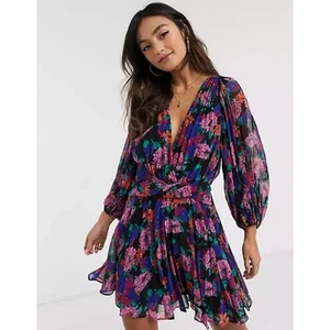 La Maison Talulah Sweet Talk Mini Dress Dark Floral Purple Size S - Picture 1 of 7