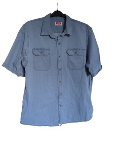 Wrangler Men's XL Short Sleeve Chambray Denim Shirt Blue Casual Button Up - Picture 1 of 6