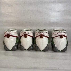 Juego de 4 tazas de cerámica Pottery Barn Gnomo festivo verde blanco - Imagen 1 de 8