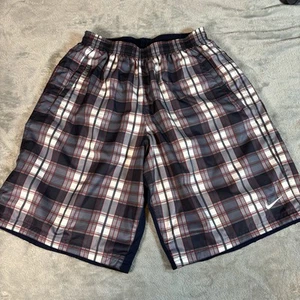 Nike Fit Dry Pantaloncini Tennis Reversibili Uomo Taglia L Blu E Plaid - Foto 1 di 18