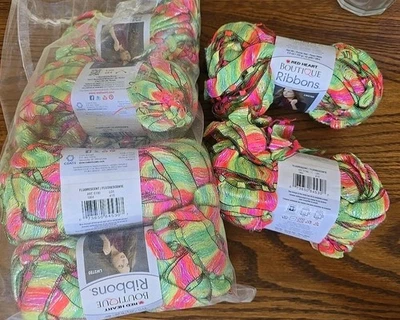 Lote de 8 cintas boutique corazón rojo hilo fluorescente neón 42 yardas madejas LW2785 Foto 1 de 2