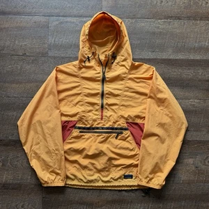 Vintage 90's Mens L/XL Orange LL Bean Half Zip Outdoors Windbreaker Hoodie - Picture 1 of 12