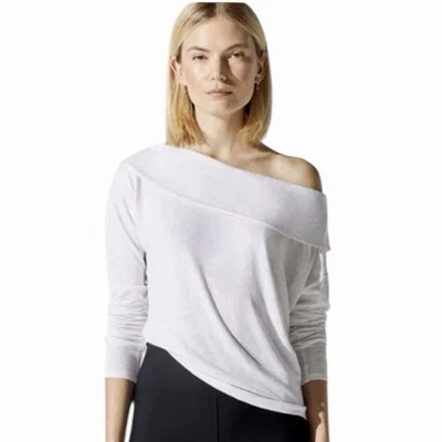 Blusa Brochu Walker Off White mistura de linho fora do ombro manga longa tamanho pequeno - Imagem 1 de 4