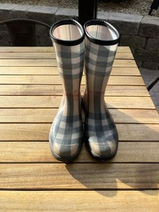 BURBERRY Rain Boots Shoes Nova Check Plaid Rubber Mid-Calf Made in Italy 38 - Picture 1 of 6