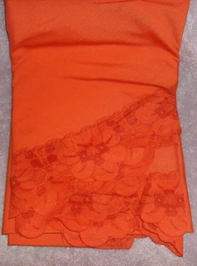 BURNT ORANGE 64" ROUND TABLECLOTH NO IRON FABRIC WASH & DRY LACE WASHED ONCE - Picture 1 of 9