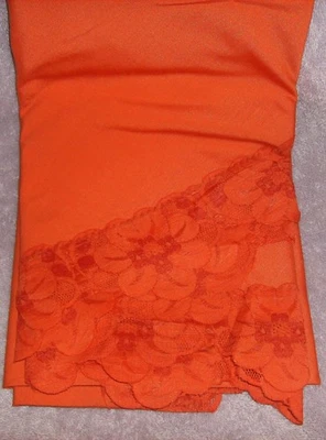 BURNT ORANGE 64" ROUND TABLECLOTH NO IRON FABRIC WASH & DRY LACE WASHED ONCE - Image 1 of 4