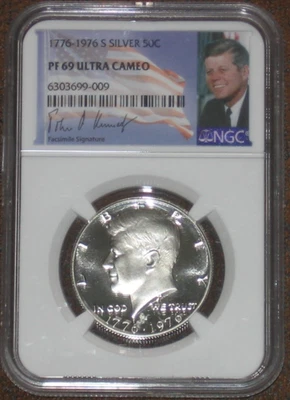 1976 S Silver Proof JFK Kennedy Half Dollar NGC PF69 UCAM PR 50c - Image 1 of 2