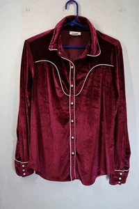 Ariat Women's Shirt Sz Medium Pearl Snap Velvet Long Sleeve Womens Red Western - Picture 1 of 10