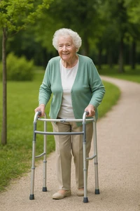 Gehbock faltbar Aluminium höhenverstellbar 2-in-1 Starr/Reziprok Gehhilfe silber - Bild 1 von 4