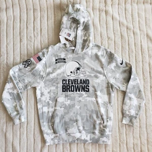 Nike Arctic Camo Cleveland Browns 2024 Salute To Service Club Fleece Hoodie S - Picture 1 of 6