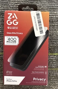 ZAGG Apple iPhone 16 Pro Glass Elite Privacy Screen Protector - Picture 1 of 2
