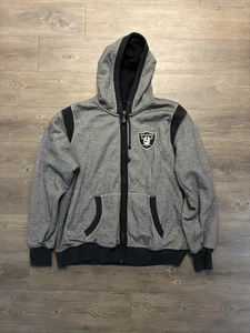 Vintage Oakland Raiders Embroidered Thick Lined Hoodie Size L Full Zip Y2K - Picture 1 of 9