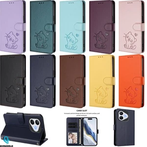 Phone Cover for Honor X70 X8C X6B X8B X70i X5B X8 Heart Cat Embossed Wallet Case - Picture 1 of 22