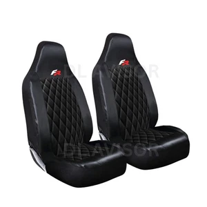TO FIT SEAT LEON FR (ALL YEARS) QUILTED BLACK LEATHER FRONT CAR SEAT COVERS SET - Picture 1 of 2