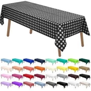 Black & White Gingham Checkered Plastic Tablecloths 2 Pack Disposable Table C... - Picture 1 of 7