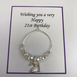 ❤️ Charm Classe Vino 18° 21° Venuta Età Bianco Regalo Compleanno in Sacchetto Regalo - Foto 1 di 3