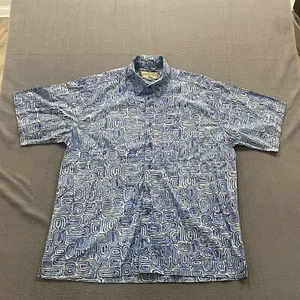 Johari West Shirt Mens XL Blue Green Aztec Tribal Hawaiian Leisure 90s Camp - Picture 1 of 9