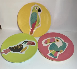 Isaac Mizrahi Melamine Set Of 3 Tropical Bird 11" Dinner Plates - Picture 1 of 6