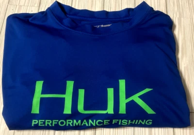 Camisa de pesca HUK Performance para hombre talla grande Dri Fit azul y verde Foto 1 de 4